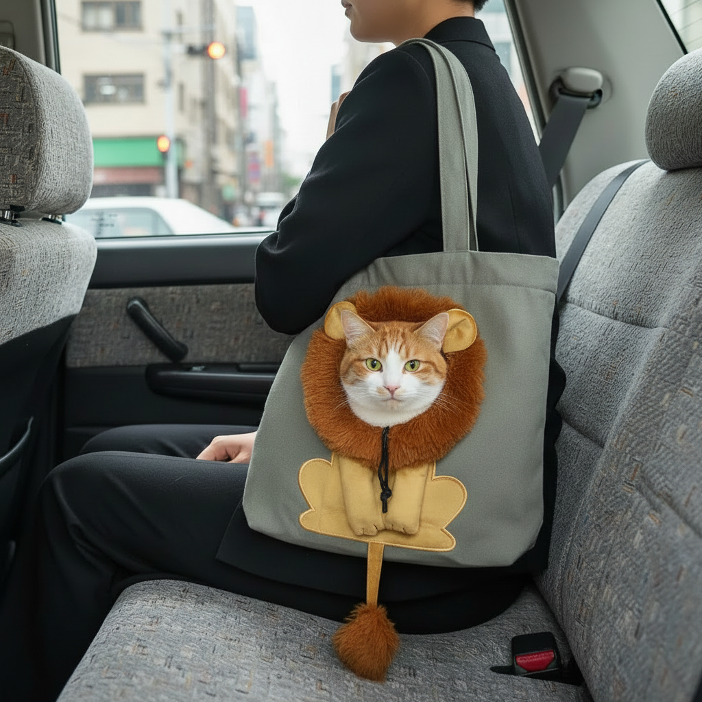 Lion Face Cat Carrier - Cute Canvas Tote